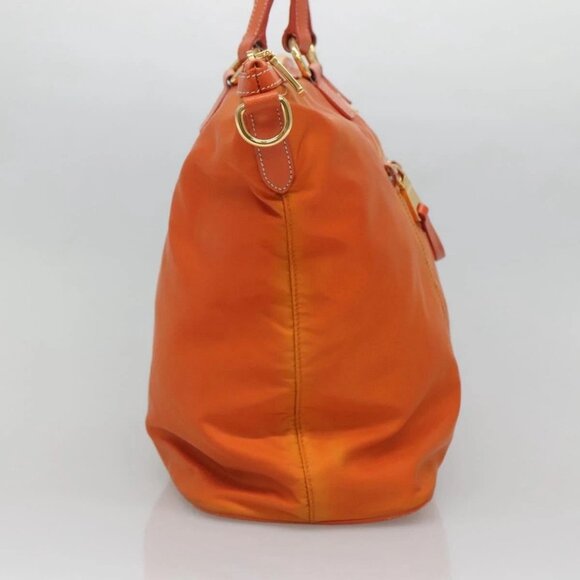 PRADA Tote Bag Nylon Orange Gold Auth ti3145 - Picture 3 of 16